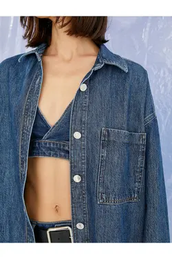 پیراهن جین نخی با جزئیات جیب - یاری شاپ