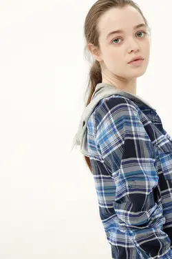 پیراهن چهارخانه آبی زنانه 7KAL66729OW - یاری شاپ