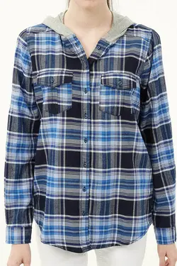 پیراهن چهارخانه آبی زنانه 7KAL66729OW - یاری شاپ