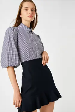 پیراهن چهارخانه بنفش زنانه 3WAL60006IW - یاری شاپ