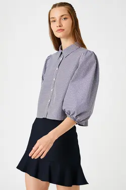 پیراهن چهارخانه بنفش زنانه 3WAL60006IW - یاری شاپ