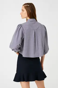 پیراهن چهارخانه بنفش زنانه 3WAL60006IW - یاری شاپ