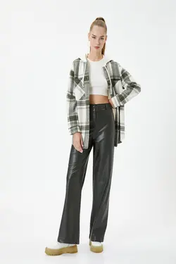 پیراهن چهارخانه خاکی زنانه - یاری شاپ