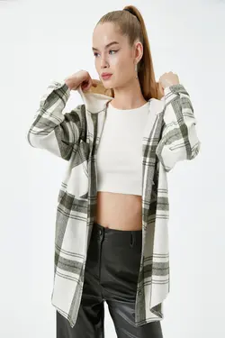 پیراهن چهارخانه خاکی زنانه - یاری شاپ