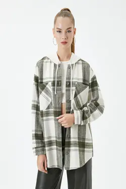 پیراهن چهارخانه خاکی زنانه - یاری شاپ