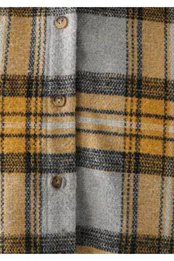 پیراهن چهارخانه زرد کلاهدار گشاد 1210296-83175 - یاری شاپ