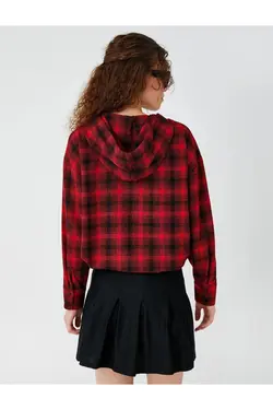 پیراهن چهارخانه قرمز زنانه 3WAL60013IW - یاری شاپ