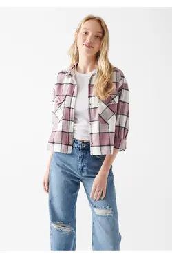 پیراهن چهارخانه یاسی کلاهدار Loose Fit / Loose Fit 1210294-83171 - یاری شاپ