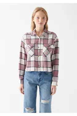 پیراهن چهارخانه یاسی کلاهدار Loose Fit / Loose Fit 1210294-83171 - یاری شاپ