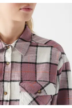 پیراهن چهارخانه یاسی کلاهدار Loose Fit / Loose Fit 1210294-83171 - یاری شاپ