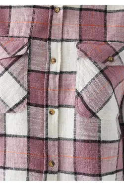 پیراهن چهارخانه یاسی کلاهدار Loose Fit / Loose Fit 1210294-83171 - یاری شاپ