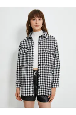 پیراهن چوبی سایز بزرگ با جزئیات جیب دکمه دار - یاری شاپ