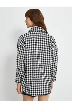 پیراهن چوبی سایز بزرگ با جزئیات جیب دکمه دار - یاری شاپ