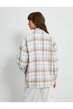 پیراهن چوبی سایز بزرگ با جزئیات جیب دکمه دار - یاری شاپ