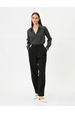 پیراهن خالدار ساتن یقه دکمه دار یقه منظم - یاری شاپ