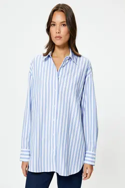 پیراهن راه راه آبی زنانه - یاری شاپ