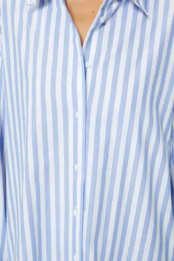 پیراهن راه راه آبی زنانه - یاری شاپ