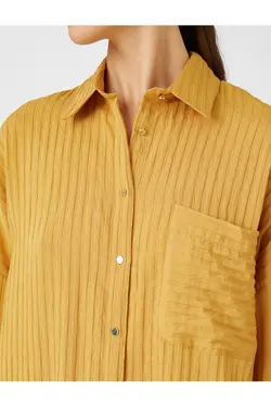 پیراهن راه راه سایز بزرگ با جیب آستین بلند - یاری شاپ