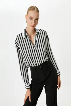 پیراهن راه راه مشکی زنانه - یاری شاپ