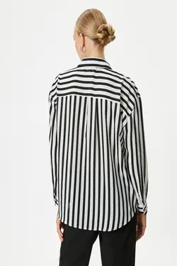 پیراهن راه راه مشکی زنانه - یاری شاپ