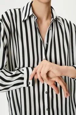 پیراهن راه راه مشکی زنانه - یاری شاپ