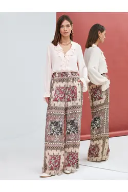 پیراهن روفل آستین بلند یقه V دکمه-بالا - یاری شاپ