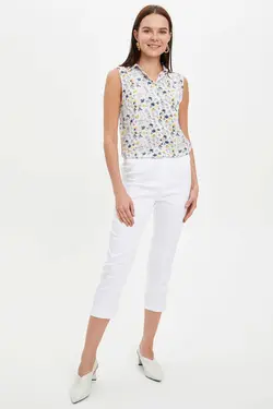 پیراهن زنانه بدون آستین طرح دار فیروزه ای K4668AZ.20SM.TR37 - یاری شاپ