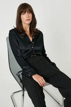 پیراهن زنانه دکمه دار فلزی طلایی 3sak60001uw - یاری شاپ