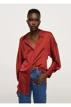 پیراهن زنانه ساتن قرمز کلارت - یاری شاپ