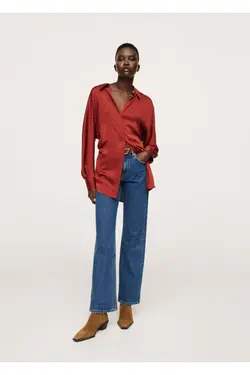 پیراهن زنانه ساتن قرمز کلارت - یاری شاپ