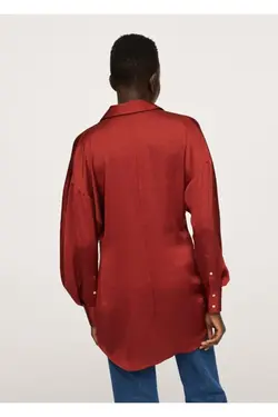 پیراهن زنانه ساتن قرمز کلارت - یاری شاپ