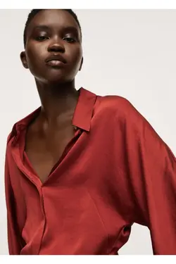 پیراهن زنانه ساتن قرمز کلارت - یاری شاپ