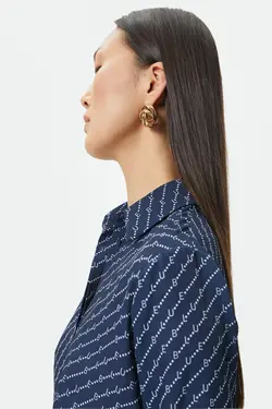 پیراهن زنانه طرح آبی سرمه ای 4SAK60242PW - یاری شاپ