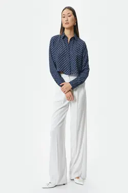 پیراهن زنانه طرح آبی سرمه ای 4SAK60242PW - یاری شاپ