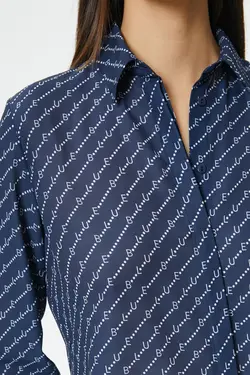 پیراهن زنانه طرح آبی سرمه ای 4SAK60242PW - یاری شاپ