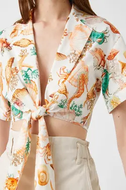 پیراهن زنانه طرح نارنجی 1YAK62371UW - یاری شاپ