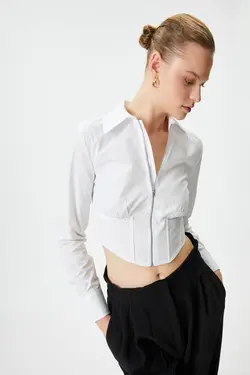 پیراهن زنانه مایل به سفید 4WAK60291PW - یاری شاپ