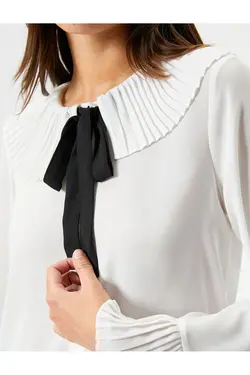 پیراهن ژولیده با آستین بلند با جزئیات کراوات - یاری شاپ