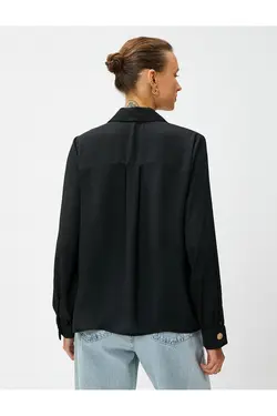 پیراهن ساتن آستین بلند دکمه دار - یاری شاپ