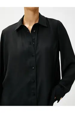 پیراهن ساتن آستین بلند دکمه دار - یاری شاپ