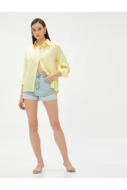 پیراهن ساتن آستین بلند دکمه دار - یاری شاپ