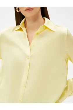 پیراهن ساتن آستین بلند دکمه دار - یاری شاپ