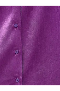 پیراهن ساتن آستین بلند دکمه دار - یاری شاپ