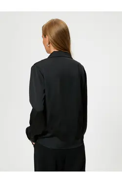 پیراهن ساتن آستین بلند دکمه دار منظم - یاری شاپ