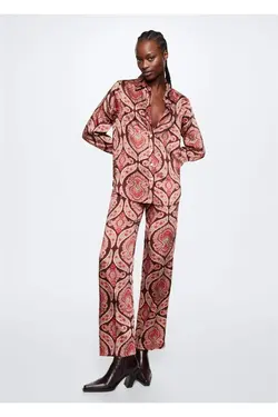 پیراهن ساتن طرح دار - یاری شاپ