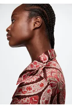 پیراهن ساتن طرح دار - یاری شاپ