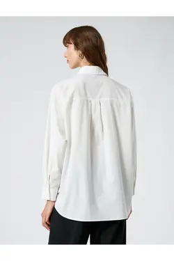 پیراهن سایز بزرگ با جیب آستین بلند با جزئیات نخی - یاری شاپ