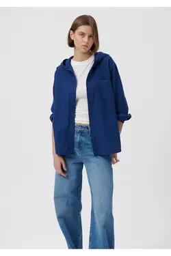 پیراهن سرمه ای کلاهدار با تناسب معمولی / برش معمولی 1210249-70491 - یاری شاپ