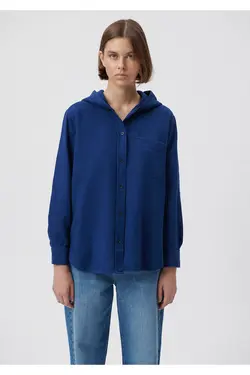 پیراهن سرمه ای کلاهدار با تناسب معمولی / برش معمولی 1210249-70491 - یاری شاپ