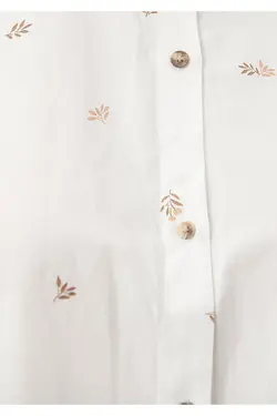 پیراهن سفید چاپ شده با تناسب معمولی / برش معمولی 1210610-85861 - یاری شاپ